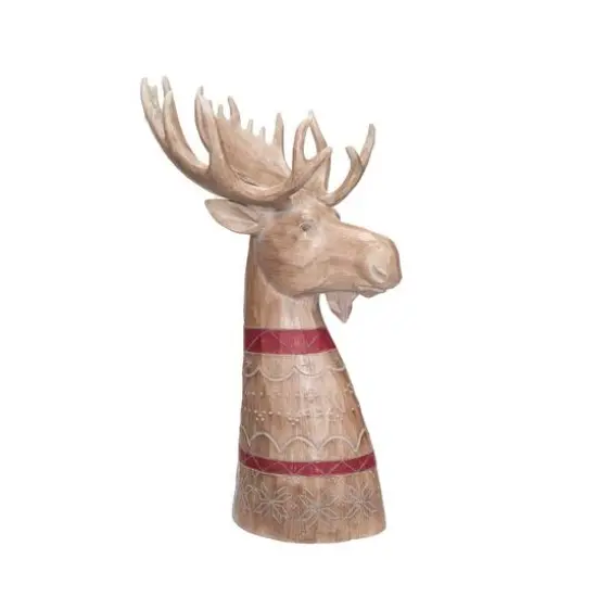 Hello Honey&reg; 17.75" Whitewashed Woodgrain Carved Moose Tabletop Accent {4}