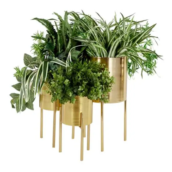 Gold Metal Contemporary Planter Set {4}