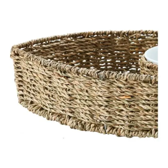 Hello Honey&reg; Hand-Woven Seagrass Fish Shaped Chip & Dip with Ceramic Bowl Set {6}