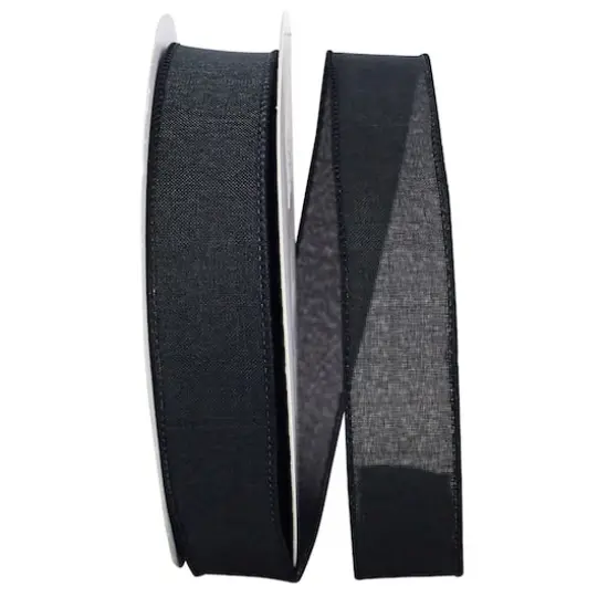 Reliant 1.5" x 50yd. Linen Wired Ribbon Black {1}