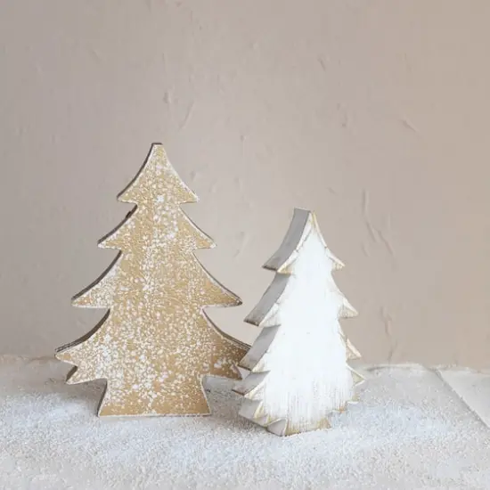 Hello Honey&reg; 11.75" Gold Distressed Wood Christmas Tree {3}