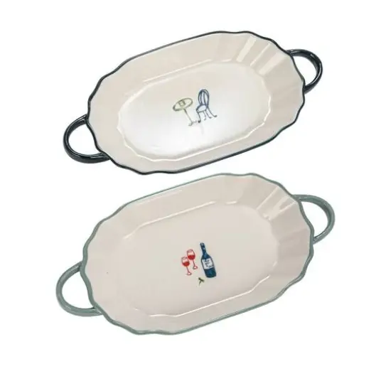 Hello Honey&reg; 9.5" White Stoneware Plates with Handles Set {7}