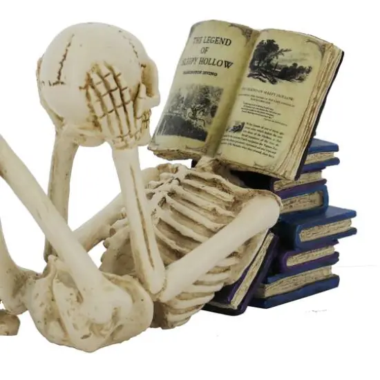 7.5" Reading Skeleton Holding Head Tabletop Figurine by Ashland&reg; {3}