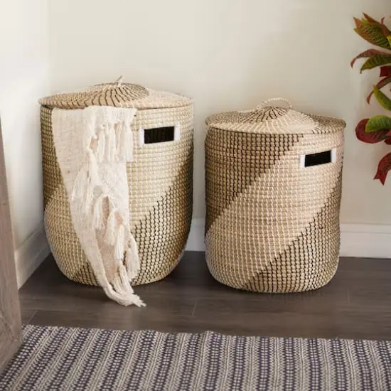 Brown Sea Grass Contemporary Storage Basket Set {8}