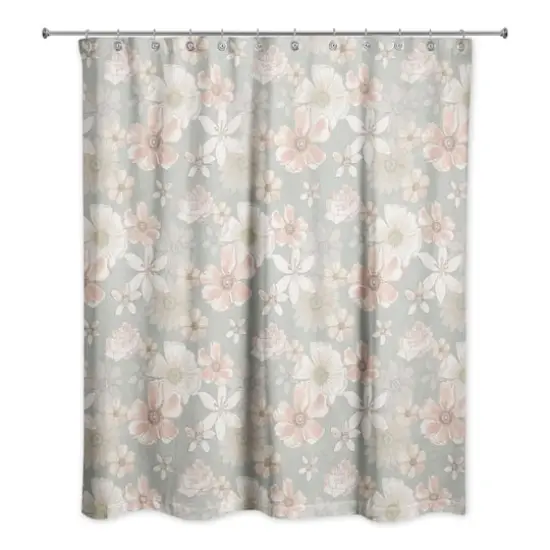 Watercolor Florals Shower Curtain Green {1}
