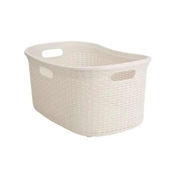 Mind Reader Ivory Laundry Basket with Cutout Handles {7}