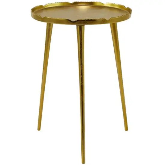 21" Aluminum Accent Table with Tray Top Gold {1}