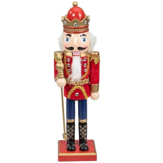 14" Wooden Nutcracker King with Scepter {1}