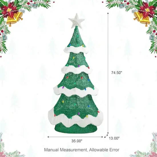Glitzhome&reg; 74.5"H Lighted Christmas 3D Mesh Tree Outdoor Decor {9}