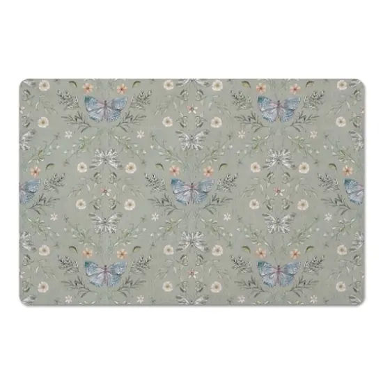 Butterfly Pattern Floor Mat Sage Green {1}