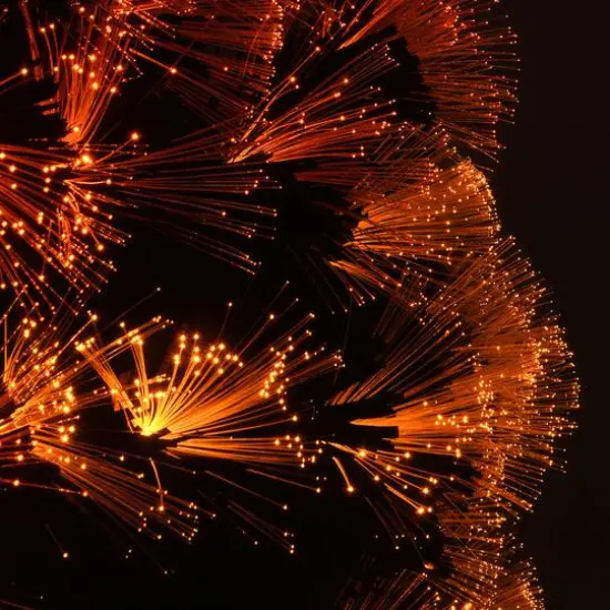 4ft. Fiber Optic Candy Corn Color Lights Black Artificial Halloween Tree {6}