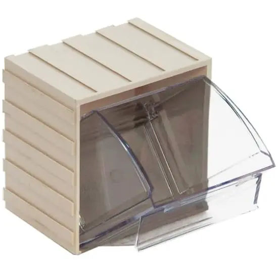 Quantum Storage Systems&reg; 3.625" x 4.25" Ivory & Clear Individual Tip Out Bin {1}