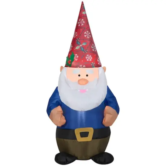 4ft. Airblown&reg; Inflatable Christmas Gnome in Red Damask Hat {1}