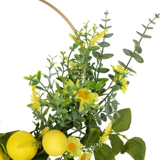 22" Yellow Lemon & Daisy Springtime Half Wreath {7}