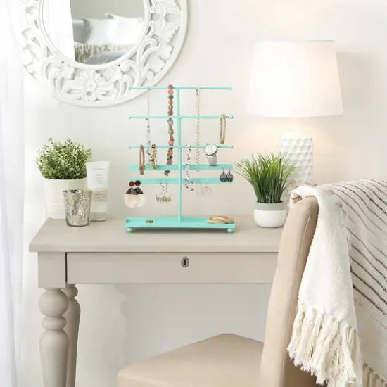 DII&reg; 3 Tier Jewelry Organizer Aqua {4}