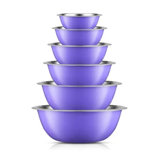 JoyJolt&reg; Stainless Steel Mixing Bowl Set Purple {1}