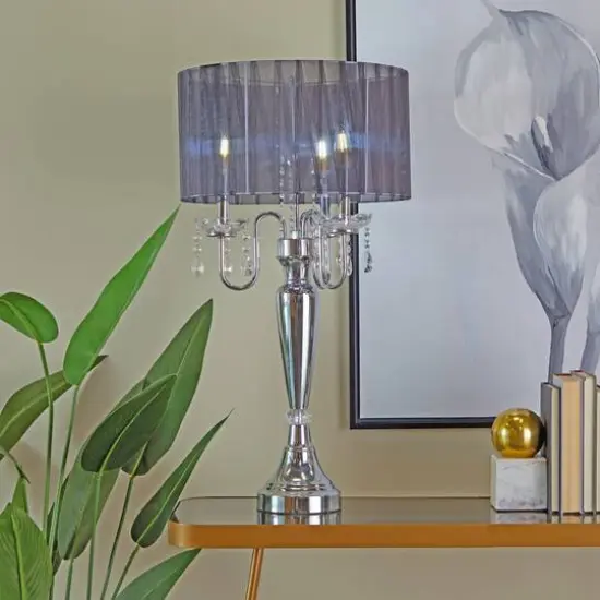 Silver Metal Table Lamp 16" x 16" x 31" {10}