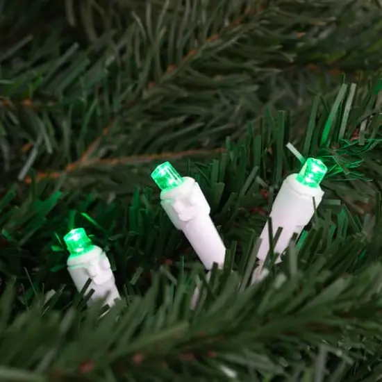 50ct. LED Wide Angle Christmas String Lights with White Wire Green {6}