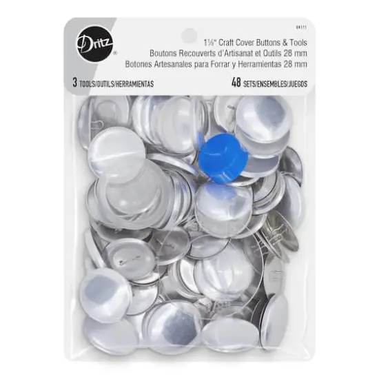 Dritz&reg; Silver Craft Cover Buttons & Tools, 48 Sets {1}