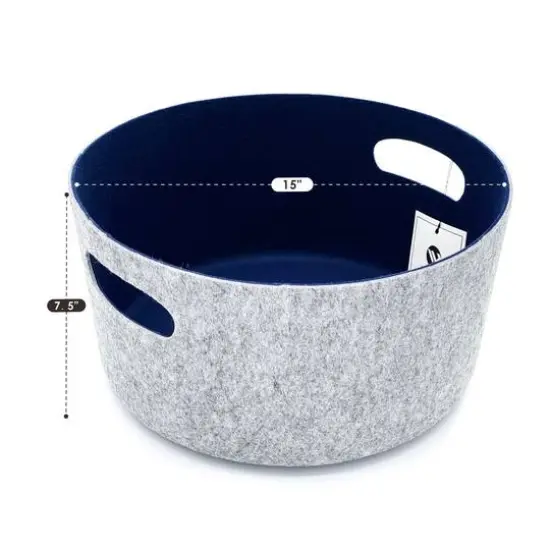 Welaxy 15" Felt Round Basket Navy {1}
