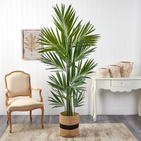 7ft. Kentia Artificial Palm in Handmade Natural Cotton Planter {4}