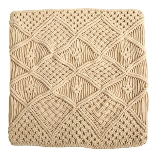 18" Bohemian Cross Woven Macram&eacute; Pillow Cover {1}
