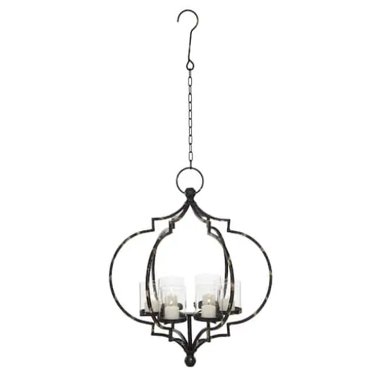 19'' Iron Farmhouse Hanging Candle Holder Black {1}