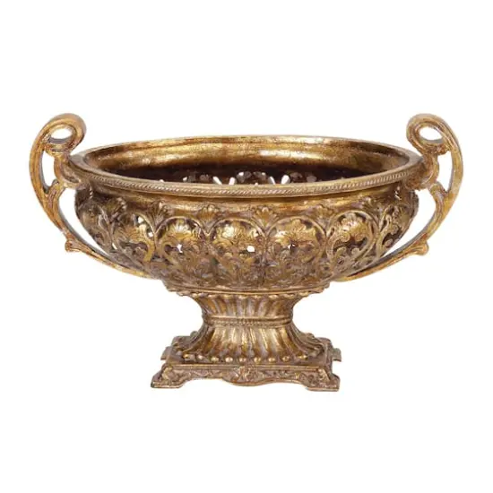19" Gold Traditional Decorative Bowl Accent with Stand {1}