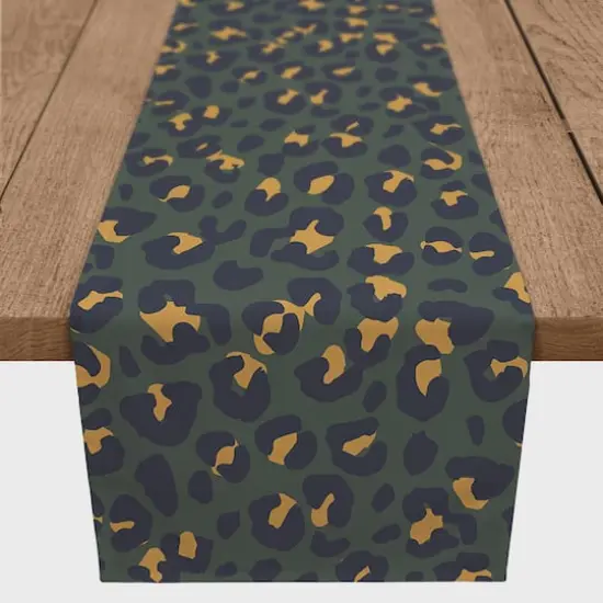 90" Leopard Cotton Twill Runner Green {1}