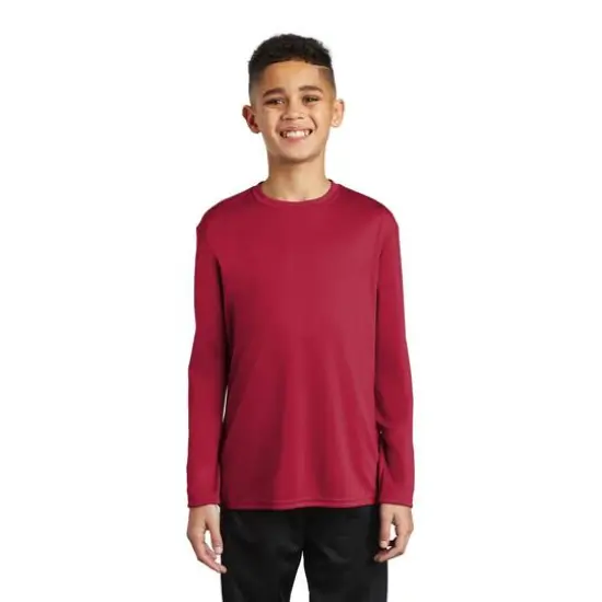 Port & Company&reg; Youth Long Sleeve Performance T-Shirt Red {3}