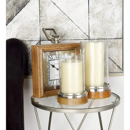 Clear Aluminum Traditional Hurricane Lamp Set {7}
