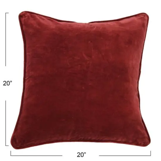 Hello Honey® 20" Square Velvet Pillow Cover with Piping Burgundy {5}