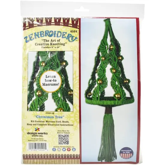 Design Works&trade; Zenbroidery&trade; Christmas Tree Macram&eacute; Wall Hanging Kit {1}