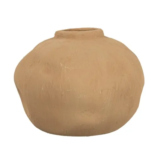 Hello Honey&reg; 5.5" Textured Taupe Pinched Organic Shape Terracotta Vase {5}