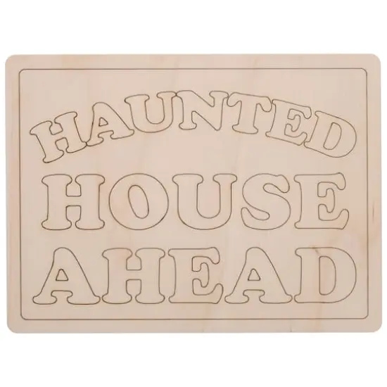 Leisure Arts&reg; Home 9.5" x 7" Haunted House Ahead Wood Sign {3}