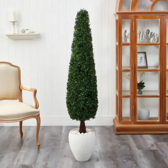 5.25ft. Boxwood Topiary in White Planter {4}