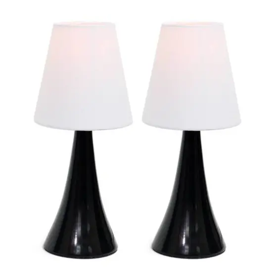 Simple Designs&trade; Valencia Colors 2-Pack Mini Touch Table Lamp Set Black with White Shade {7}