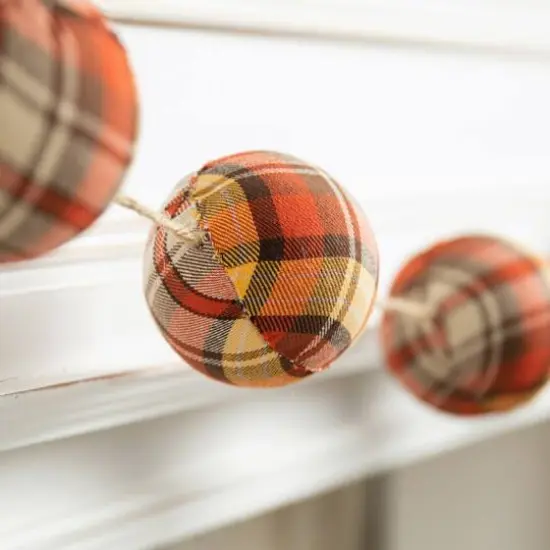 Glitzhome&reg; 78.75" Fall Plaid Balls Garland {5}