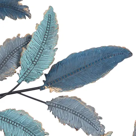 Blue Metal Leaf Traditional Wall Decor {4}