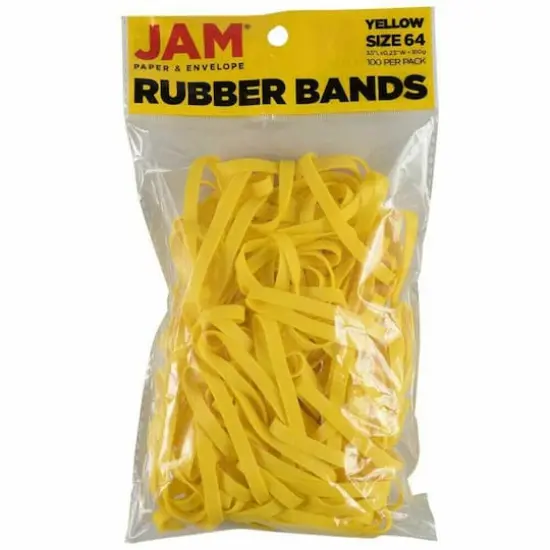 JAM Paper Size 64 Rubber Bands, 100ct. Yellow {1}