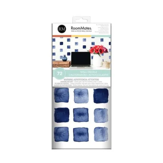 RoomMates Blue Watercolor Blocks Peel & Stick Wall Decals {7}