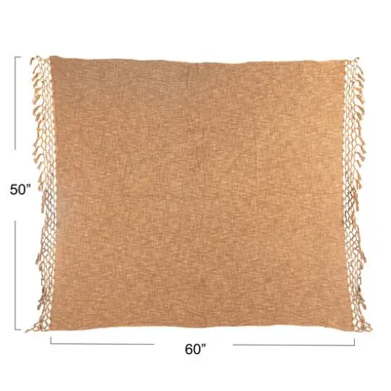 Hello Honey&reg; 60" Bohemian Cotton Slub Throw with Crochet & Fringe {8}