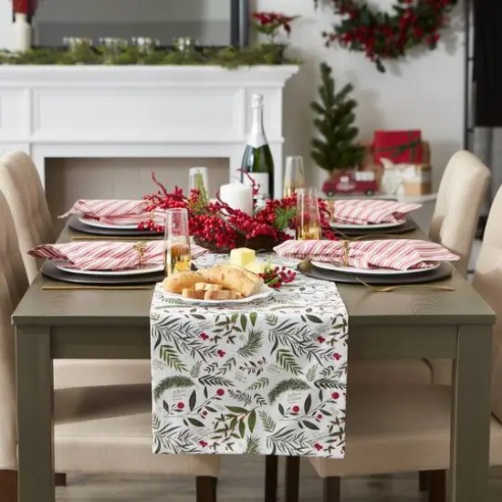 DII&reg; 72" Holiday Sprigs Printed Table Runner {4}