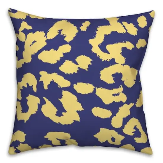 18" x 18" Leopard Print Indoor/Outdoor Throw Pillow Blue/Yellow {1}
