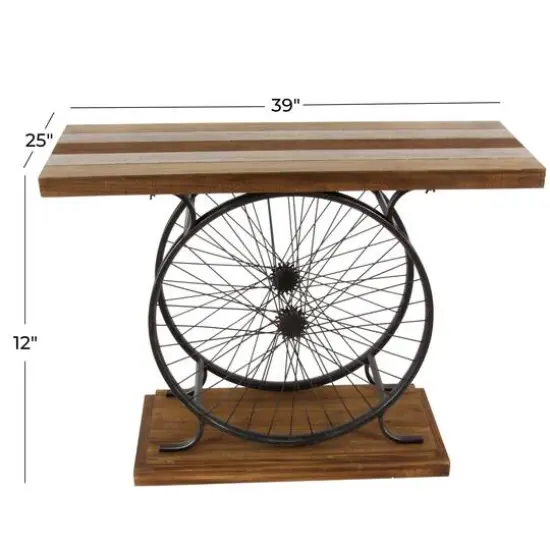Brown Industrial Wood Console Table, 12" x 39" {8}