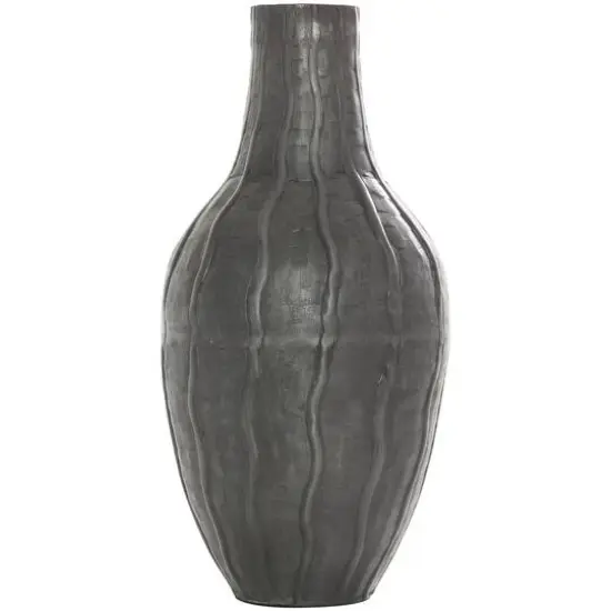 16" Black Metal Snakeskin Inspired Vase with Dimensional Wavy Accents {7}