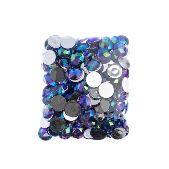 John Bead 16mm AB Acrylic Round Flat Back Rhinestones, 200ct. Purple AB {4}