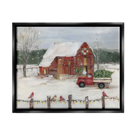Stupell Industries Snowy Holiday Tree Farm Landscape Framed Floater Canvas Wall Art {1}