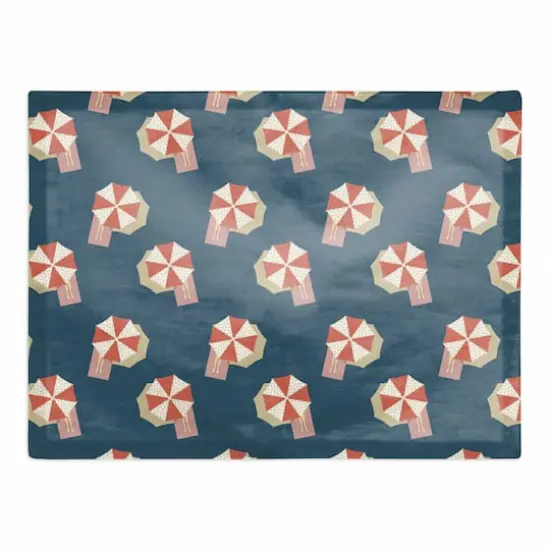Umbrella Pattern Cotton Twill Placemat Navy and Red {1}