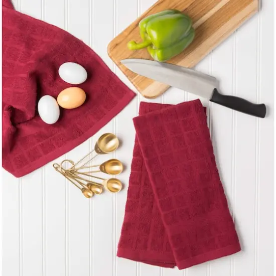 DII&reg; Windowpane Terry Dish Towels, 4ct. Wine {5}